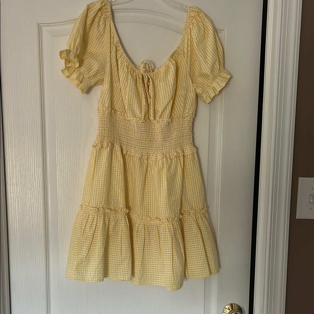 Yellow Gingham Checkered Dress